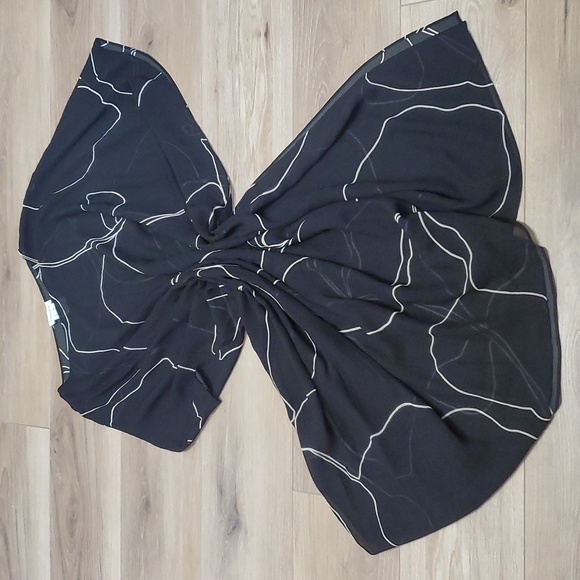 Lafayette 148 New York Winding Leaf Print Silk Georgette Kaftan - Picture 4 of 6